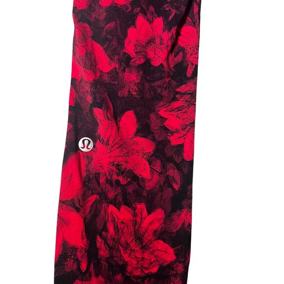Lululemon Fast and Free red floral athletic leggings CarmineTrue women size 4 - Picture 5 of 5